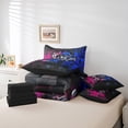 thumbnail image 4 of Erosebridal Dirt Bike Bed in a Bag Full size,Geometric Buffalo Bed Set,Blue Pink Bedding Full Size,Lightweight Motorcycle Room Decoration,Reversible,7pcs, 4 of 6