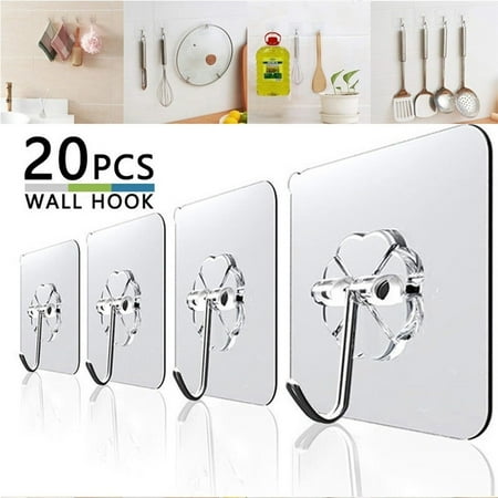 

BUYISI 20X Strong Transparent Suction Cup Sucker Wall Hooks Hanger Kitchen Bathroom