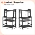 thumbnail image 3 of Kitchen Countertop Organizer, 3 Tier Large Spice Rack Organizer with Adjustable Shelf and 5 Hooks, Wooden Counter Organizer, Space Saving Countertop Shelf Microwave Stand for Kitchen,Coffee Bar,Black, 3 of 9