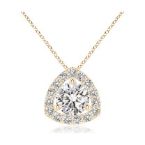 ANGARA Natural Diamond Trillion Halo Pendant in 14K Yellow Gold for Women (Size-5.7mm| Color-I-J| Clarity-I1-I2) | April Birthstone, Anniversary, Jewelry Gift for Women | Natural Diamond Necklace