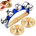thumbnail image 1 of Handheld Sleigh Bell Jingle Bell with Copper Finger Cymbals Percussion Instrument for Children Birthday Gifts, 1 of 9