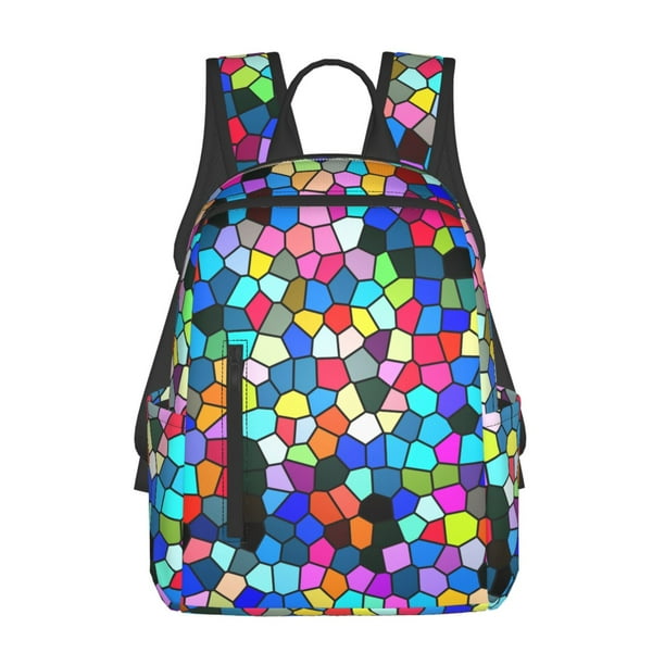 Balery Colorful Tie Dye Stained Glass 2 Mochila ligera para hombre y mujer: duradera e impermeable, ideal para la escuela, el trabajo, viajes y uso diario.