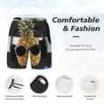 thumbnail image 3 of Yiaed Pineapple With Black Glasses Print Mens Swim Trunks Bathing Suit Compression Liner Beach Swim Shorts Swimwear Quick Dry Zipper Pocket No-Chafing Board Short-X-Large, 3 of 6
