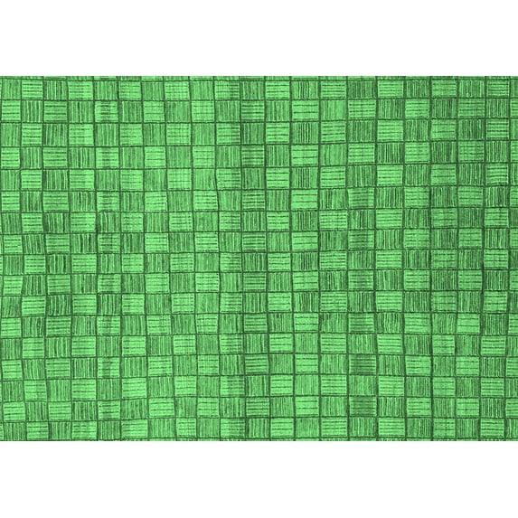 Ahgly Company Indoor Rectangle Abstract Emerald Green Modern Area Rugs, 2' x 3'