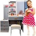 thumbnail image 1 of Tocador Infantil Bluelander con Espejo Luz LED 3 Modos de Iluminación y Banco Gris, 1 of 7