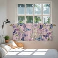 thumbnail image 3 of Pink Flowers Tier Curtains 36 Inch Length, Spring Floral Purple Butterflies Farmhouse Cafe Short Curtains for Bathroom Over Sink, Small Kitchen Curtain Light Filtering Drapes 2 Panels 27.5"Wx36"L, 3 of 8