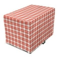 thumbnail image 1 of Plaid Dog Crate Cover, Colored and Checkered Country Picnic Pattern Repeating Squares Stripes Modern, Easy to Use Pet Kennel Cover for Medium Large Dogs, 35" x 23" x 27", Vermilion White, by Ambesonne, 1 of 6