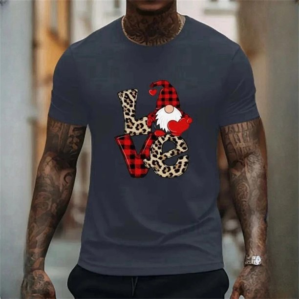 Camiseta divertida con estampado de letras navideñas para hombre, tendencia Hip Hop, camisetas de manga corta Harajuku, camisetas informales con cuello redondo, ropa de Navidad a la moda