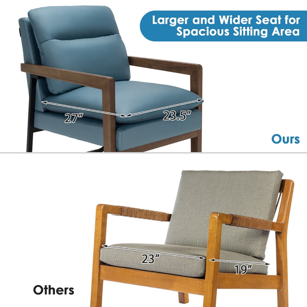 Finihen Accent Armchair, Classic Accent Armchair with Rubber Wood Legs and Armrests, for Living Room, Bedroom, Blue Finihen Accent Armchair, Classic Accent Armchair with Rubber Wood Legs and Armrests, for Living Room, Bedroom, Blue