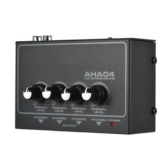 ammoon AHA04 Portable 4-Way Headphone Amplifier Amp with 1/4 inch & 1/8 inch Inputs Outputs RCA Stereo Input Control