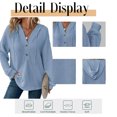 thumbnail image 5 of Mengpipi Women's Tops Fall Spring Long Sleeve V-Neck Waffle Knit Hooded Button Front Loose Casual Cardigan S-2XL, 5 of 9