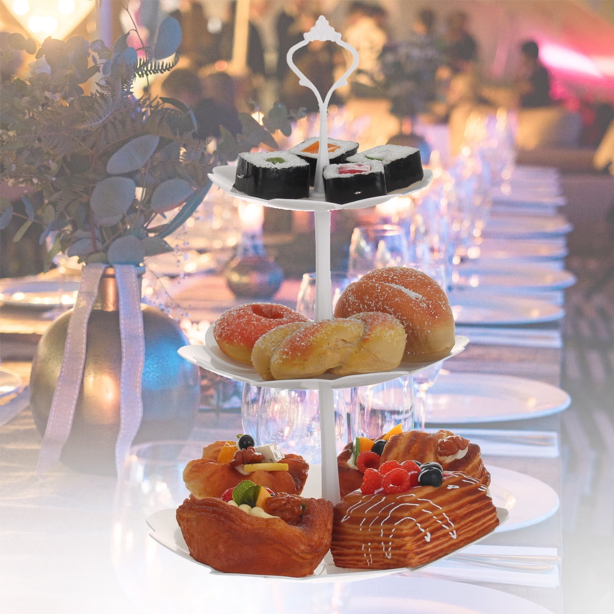 3-Tier Cake Dessert Stand Comius Sharp White Plastic Pastry Stand Cupcake Stand Holder Serving Platter for Tea Party Wedding Home Decor Round 3-Tier Cake Dessert Stand Comius Sharp White Plastic Pastry Stand Cupcake Stand Holder Serving Platter for Tea Party Wedding Home Decor Round