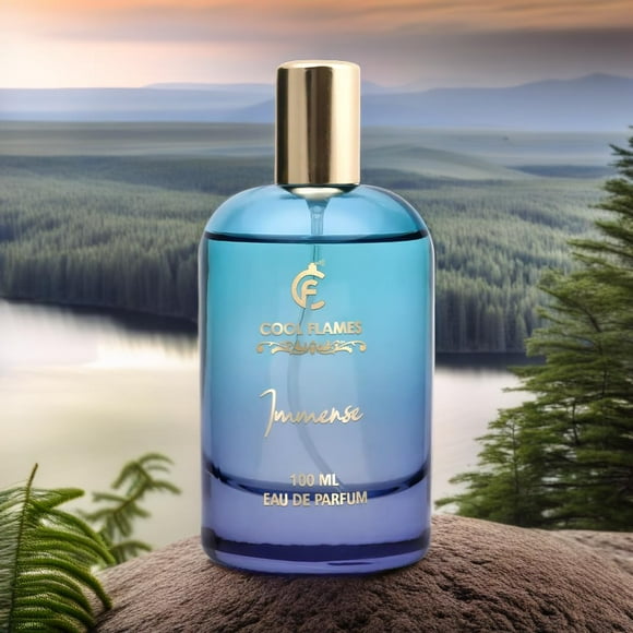 Cool Flames Eau de Parfum de Luxe Immense pour Hommes et Femmes 100 ml, 3,4 Fl Oz / Parfum Unisexe Longue Tenue de Qualité Supérieure - avec des Notes de Citron, Muguet, Safran, Cèdre et Bois de Santal - Pratique pour le Voyage