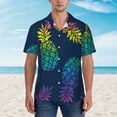 thumbnail image 4 of Haiem Abstract Bright Pineapple Fruit Retro Printed Hawaiian Shirt for Men - Men’s Casual Beach Summer Shirts - Stretch Fabric with Modern Fit-XX-Large, 4 of 9