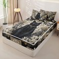 thumbnail image 2 of Homewish Skull Black Cat Zipper Twin Comforter Sets with Fitted Sheet and 2 Pillowcases,Vintage Flowers Zipper Bedding Set,Cream Black,Halloween Bed Set,Black Reversible,4pcs, 2 of 8