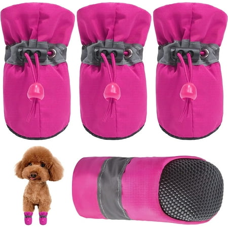 Dog Shoes for Hot Pavement  Anti-Slip Doots with Reflective Tape  Outdoor Walking  Indoor Hardfloors Anti Slip Sole Lightweight Anti-Slip Boots for Small and Medium-Sized Dogs  Pink 5