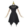 thumbnail image 2 of Women's Black Gothic Dress with Lace Collar, Vintage Asymmetrical Hemline Gothic Style Dress, 2 of 9