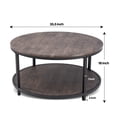 thumbnail image 3 of Round Coffee Table, 35.5" Rustic Coffee Table ,Cocktaile Table with 2-Tier Wooden Storage Shelf, Modern Living Room Furniture, Light Walnut, 3 of 7