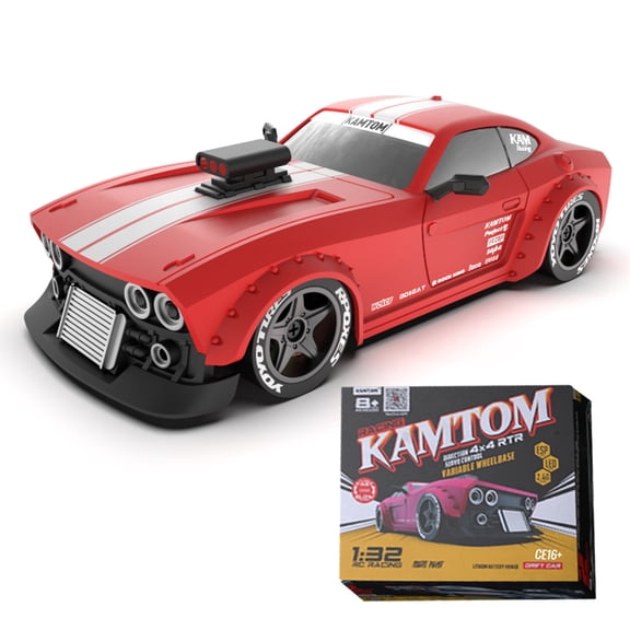 1/32 Scale RC Drift Car, 20KM/H 4WD High Speed Remote Control Vehicle with LED Headlights & Adjustable Wheelbase, Indoor/Outdoor to Play, Gift for Adults & Hobbyists (RTR/Red)