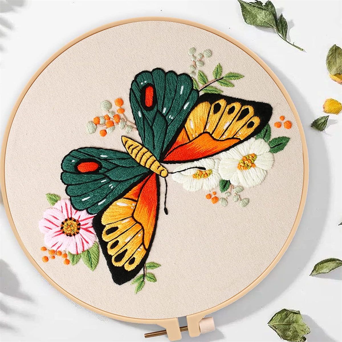 Casewin Beginners Embroidery Stitch Practice kit, 4 Sets Embroidery Kit to Learn Different Stitches for Craft Lover Hand Stitch with Embroidery Fabric with Embroidery Skill Techniques