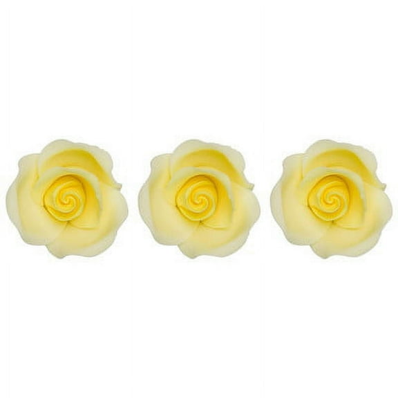 Yellow 1.5" Roses Edible SugarSoft Cake/Cupcake Decorations 6 ct