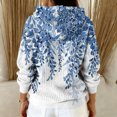 thumbnail image 5 of Women's Fashion Casual Floral Print Pullover Long-Sleeve Hooded Sweatshirt, Beautiful Fall Winter Top with Soft Material and Elegant Design for Seasonal Wear,Sky Blue,2XL, 5 of 6
