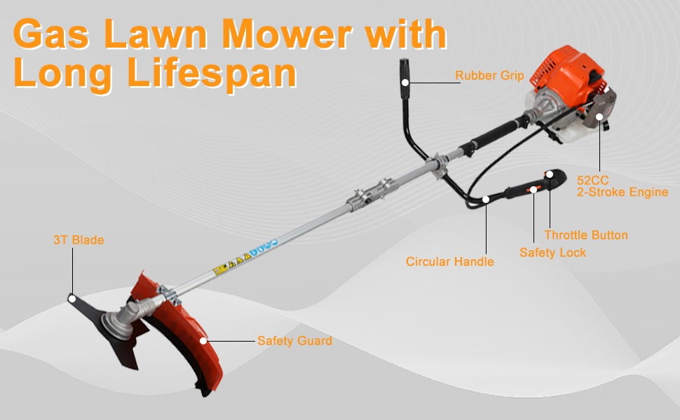 Floseru Gas String Trimmer | 2 in 1 Cordless String Trimmer | 52cc 2-Stroke Weed Wacker Gas Powered | Weed Eater| Gas Weed Eater | Grass Trimmer | 10'' Brush Cutter & Shoulder Strap Included