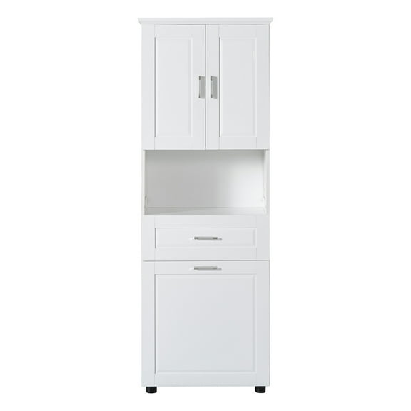 Resenkos Storage Cabinet,Kitchen,Pantry Cabinet,Tall Bathroom Cabinet with Laundry Basket, Large Storage Space Tilt-Out Laundry Hamper, White