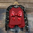 thumbnail image 2 of Cmfcve Women's Cute Christmas Sweatshirt Plus Size Sequins Patchwork Print Pullover Raglan Long Sleeve Crew Neck Xmas Base Apparel, 2 of 4