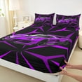 thumbnail image 3 of jejeloiu Race Car Full Size Sheets,Modern Geometric Stripes Bed Sheets,Purple Black Sheet Sets For Boys Kids,Lightweight Room Decor,4 Pieces, 3 of 7