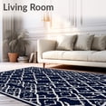thumbnail image 2 of ODIKA 8x10 Machine Washable Non-Slip Area Rug, Lattice Crosshatch Design Contemporary High Traffic Rug with Pad, Blue, 549685, 2 of 8