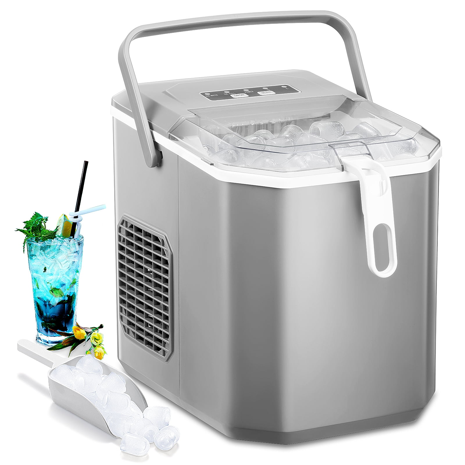  Kndko Ice Makers Countertop, 45Lbs,2-Way Add Water,Self  Cleaning Ice Maker, Ice Maker Machine,Ice Size Control,24H Timer,  Countertop Ice Maker for Home Party Bar RV,Stainless Steel Ice Machine :  Appliances