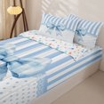 thumbnail image 3 of Homewish Blue Coquette Bowknot Kids Zipper Twin Comforter Sets with Fitted Sheet and 2 Pillowcases,Geometric Striped Polka Dots Zipper Bedding Set For Girl,Colorful Stars Reversible,4-Piece, 3 of 7