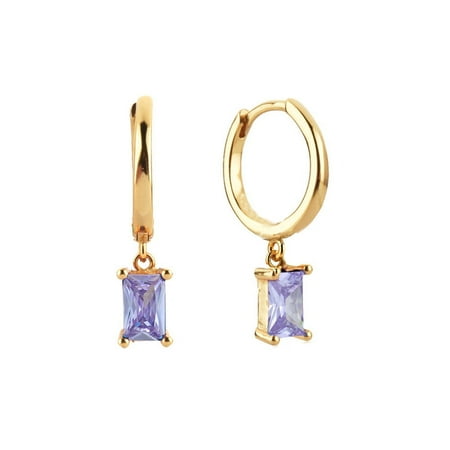 VESITIM Dainty Gold Birthstone Small Huggie Hoop Dangle Earrings for Women, 14K Gold Plated Mini Earrings Fashion Jewelry Gifts