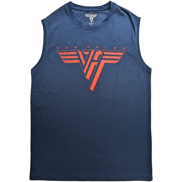 Van Halen - Camiseta Sin Mangas Classic Logotipo de Algodón para Adultos Unisex (Azul Denim)