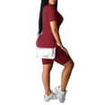 thumbnail image 2 of Kmbangi Women 2PCS Sports Set   +Slim Solid Color Top Short High Waist Pants Tracksuit Set, 2 of 4