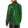 thumbnail image 3 of INSPIRE CHIC Men's Shirts Sequin Long Sleeve Button Down Sparkle Metallic Dress Shirts L Green, 3 of 5