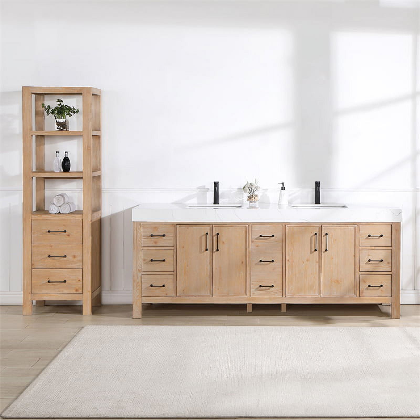 Porto 84 Free-standing Double Bath Vanity in Aged Natural Oak with Fi –  Vinnova Design