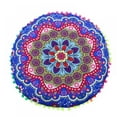 thumbnail image 3 of Round Floor Pillow Embroidered Indian Handmade Ottoman Home Decor Cushion Cover Patchwork Bohemian Throw Khambadiya Décor Boho Cotton Fabric17", 3 of 5