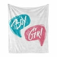 thumbnail image 1 of Gender Reveal Soft Flannel Fleece Throw Blanket, Hand Drawn Style Sketch Boy and Girl Letters Toddler Baby Shower Art, Cozy Plush for Indoor and Outdoor Use, 70" x 90", Teal Pink White, by Ambesonne, 1 of 6