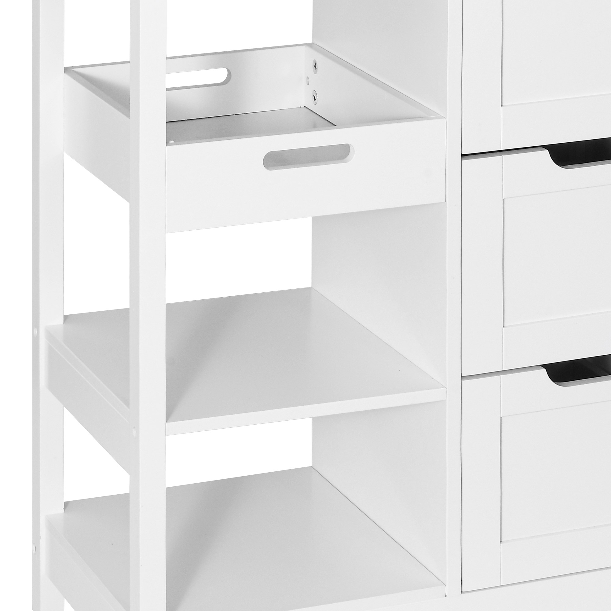 ModFusion 33” Rolling Kitchen Island Cart, 3 Drawers, 3-Tier Storage, Portable Utility Cart for Home & Dining Room