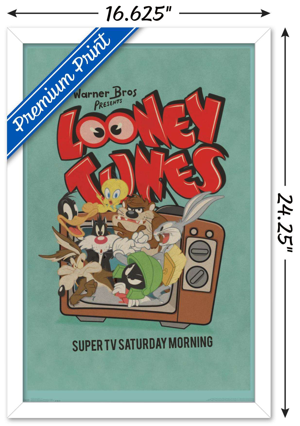 Looney Tunes - Group - Super TV Saturday Morning Wall Poster, 14.725" x 22.375", Framed