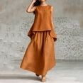 thumbnail image 4 of uublik Maxi Skirt Sets Women 2 Piece Outfits Summer Tank Tops Maxi Dress Travel Vacation Outfits Matching Sets, Orange, 4 of 5