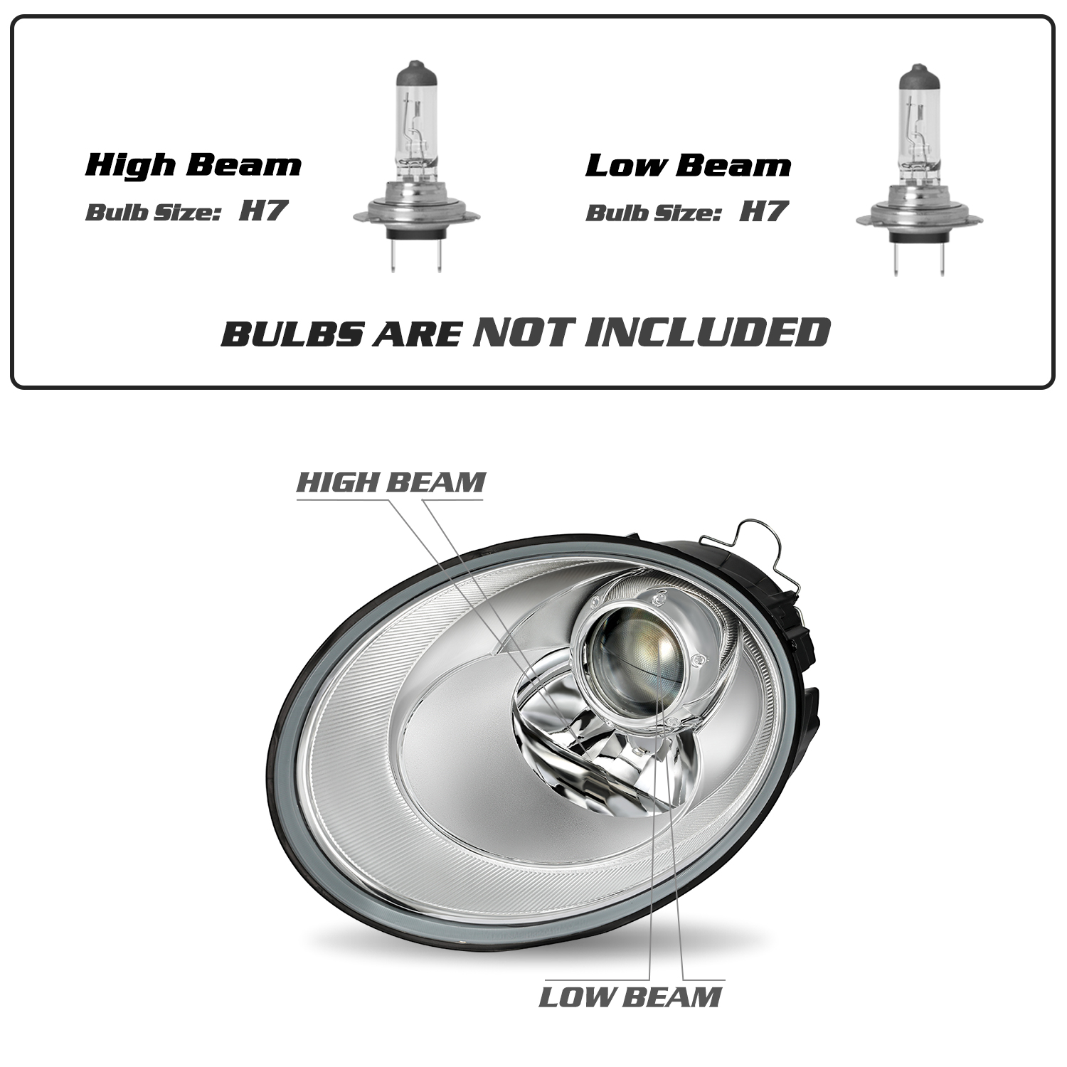For 2006-2010 Volkswagen VW Beetle Halogen Projector Headlights Set Left & Right
