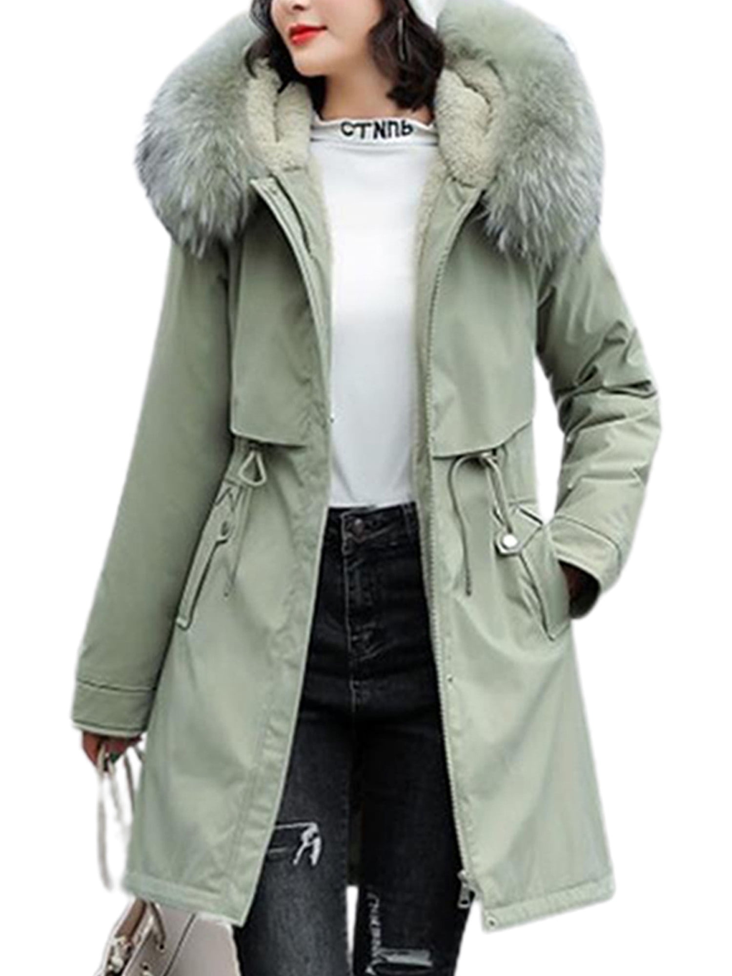 Women's Ladies Winter Warm Hooded Coat Jacket Trench Windbreaker Parka Outwear