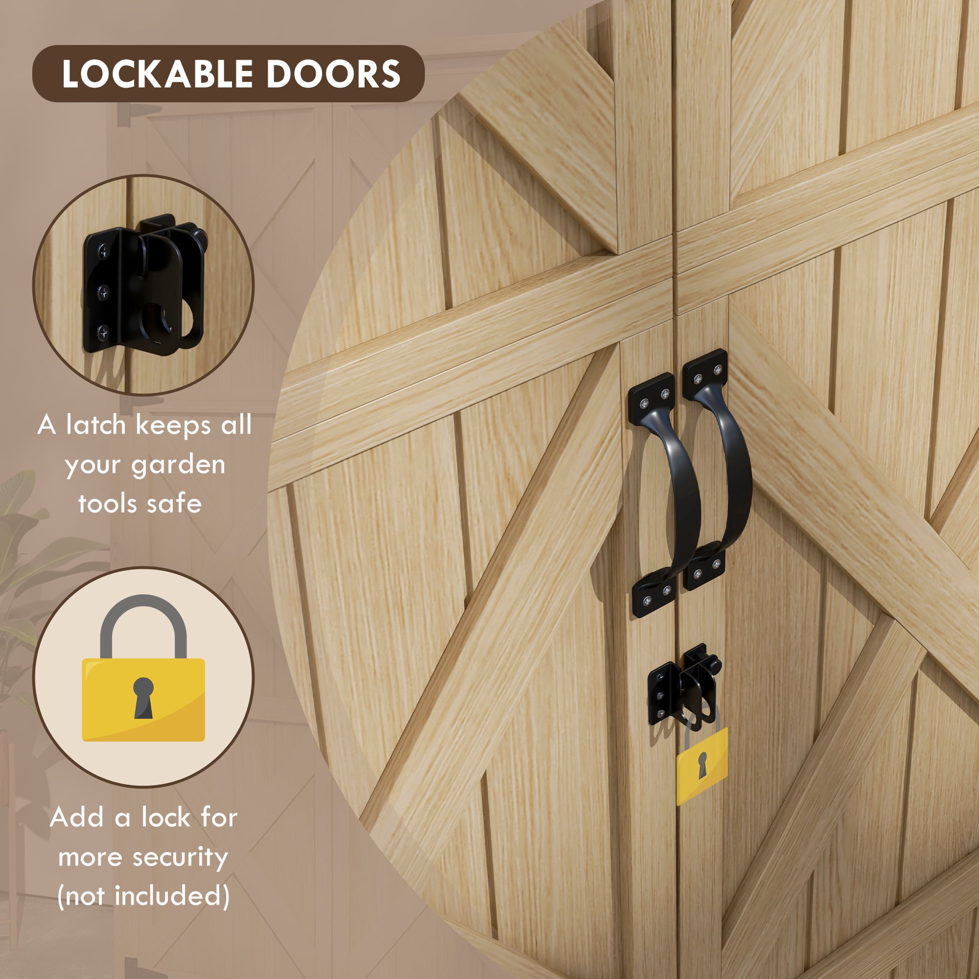 Outsunny Outdoor Storage Cabinet with Waterproof Asphalt Roof, Natural