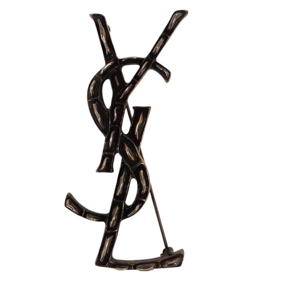 Pre-Owned Yves Saint Laurent SAINT LAURENT PARIS YSL Opium Brooch, Silver Color, Men's & Women's