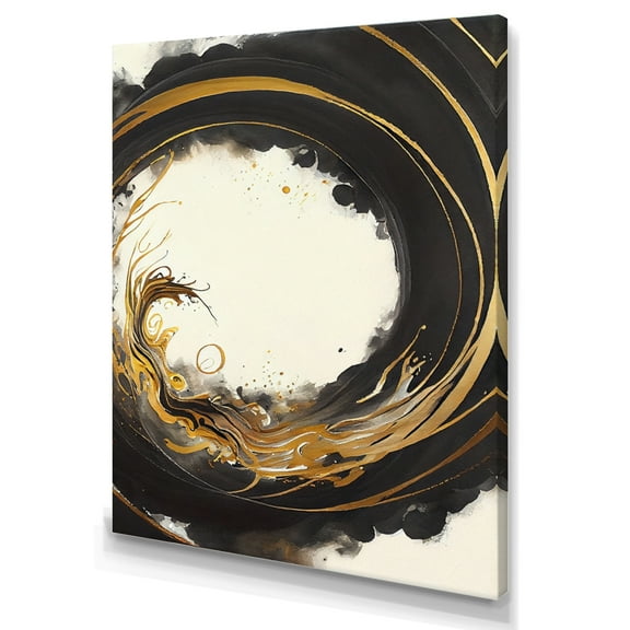 Designart Gold Glamour Wave III Canvas Wall Art