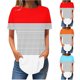 thumbnail image 1 of Fiudx Ofertas Relámpago Blusa de Manga Corta Vendida a La Moda para Mujer, Blusas Informales con Cuello Redondo, 1 of 3