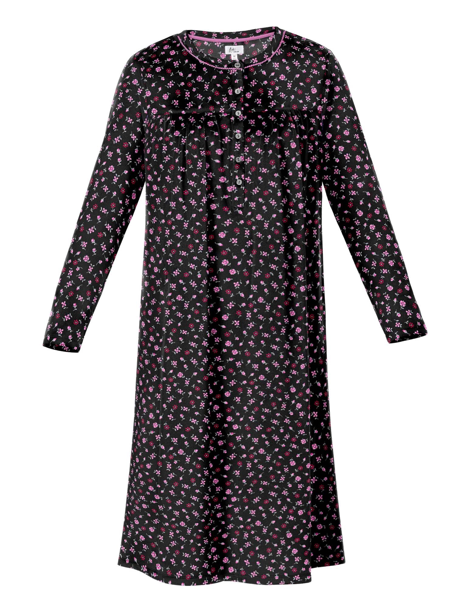 Aria Women’s Long Sleeve Stretch Velour 44" Sleepwear Nightgown, Sizes XS-5X
